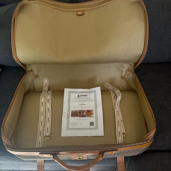 Gucci Vintage Authentic Coated Canvas Luggage Large Stripes 1980’s GG Monogram - Picture 8 of 15